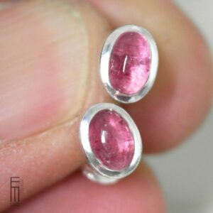 kleine rosa Turmalin Ohrstecker Silber
