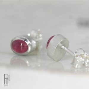 kleine rosa Turmalin Ohrstecker Silber