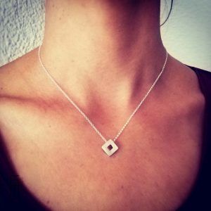 quadratischer Citrin Anhänger Silber