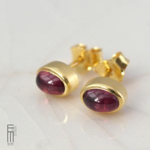 rosa Granat Ohrstecker Gold