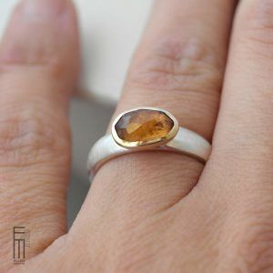 Spessartin Granat Ring Gold Silber