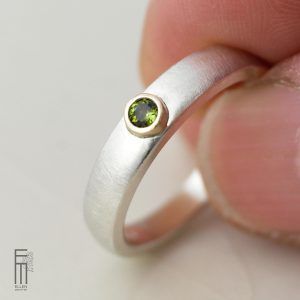 grüner Turmalin Ring Gold/ Silber