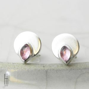 runde Ohrstecker Silber rosa Turmalin