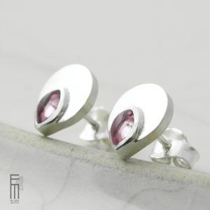 runde Ohrstecker Silber rosa Turmalin