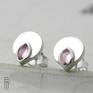 runde Ohrstecker Silber rosa Turmalin