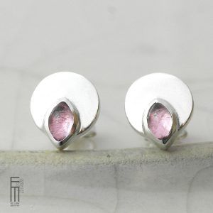 runde Ohrstecker Silber rosa Turmalin