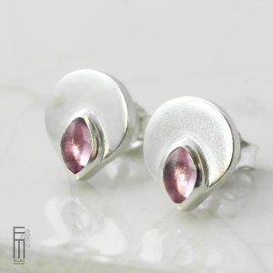runde Ohrstecker Silber rosa Turmalin
