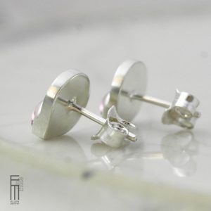 runde Ohrstecker Silber rosa Turmalin