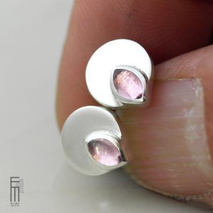 runde Ohrstecker Silber rosa Turmalin