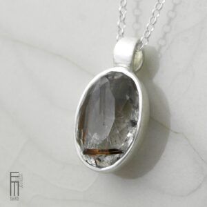 transparenter Rutilquarz Anhänger aus Silber