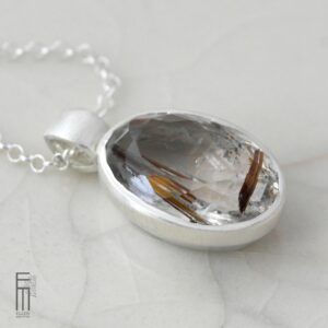 transparenter Rutilquarz Anhänger aus Silber