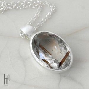 transparenter Rutilquarz Anhänger aus Silber