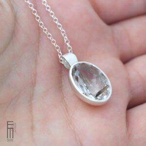 transparenter Rutilquarz Anhänger aus Silber
