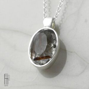 transparenter Rutilquarz Anhänger aus Silber