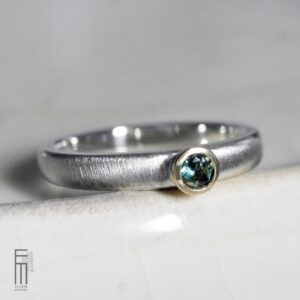 blauer Turmalin Ring Gold Silber