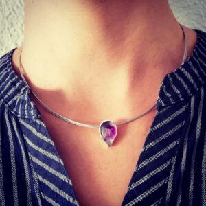 handgefertigter Anhänger mit Trapiche Amethyst