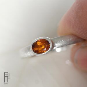 oranger Citrin Ring aus Silber