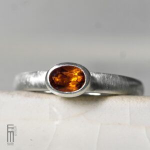 oranger Citrin Ring aus Silber
