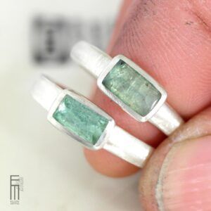 hellgrüner turmalin ring rechteck silber