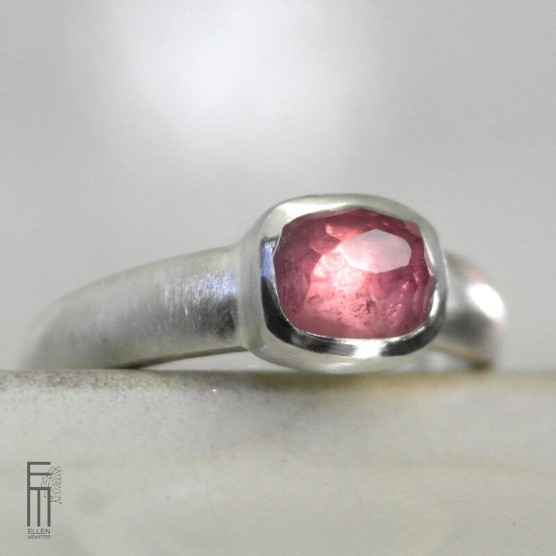 Himbeerrosa Turmalin Ring Silber